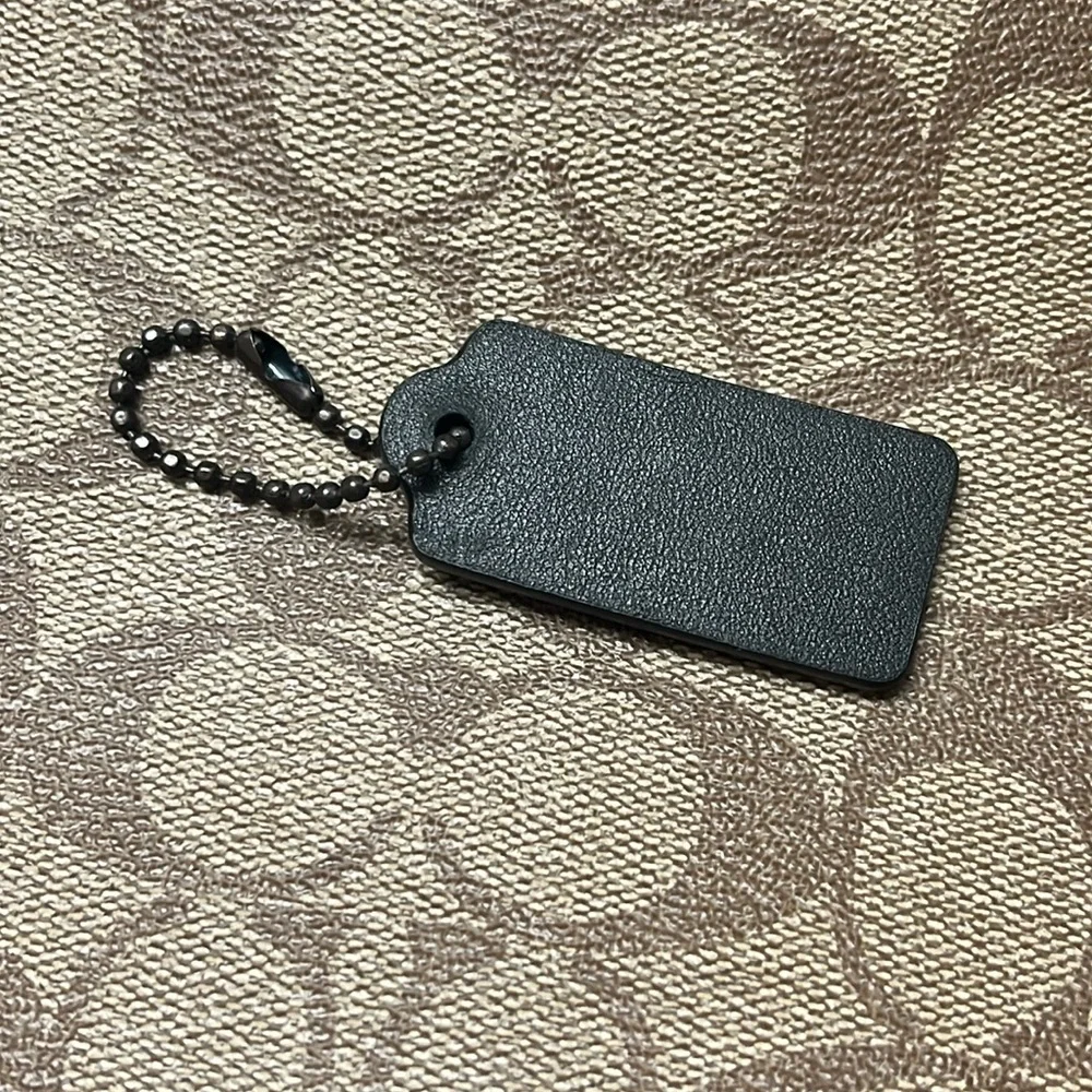Coach New York hang tag black leather key fob chain